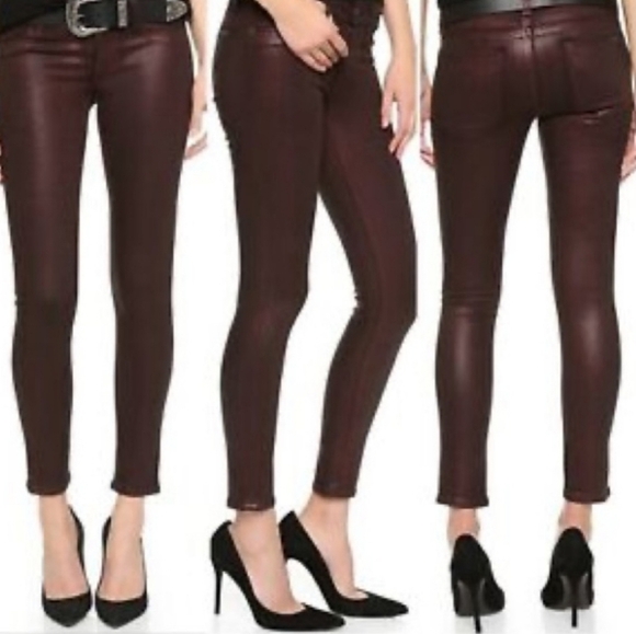 HUDSON Krista Super Skinny Jeans Coated Burgundy size 29 Inseam 30 Autumn Fashio - Picture 4 of 7